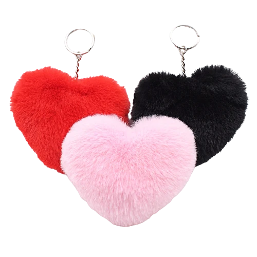 Heart Pom Pom Keychain