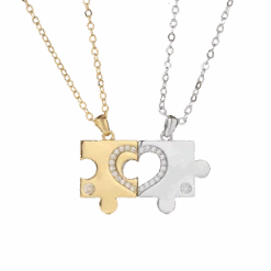 Silver & Gold Puzzle Couple Necklace