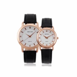Black Leather Couple Watch
