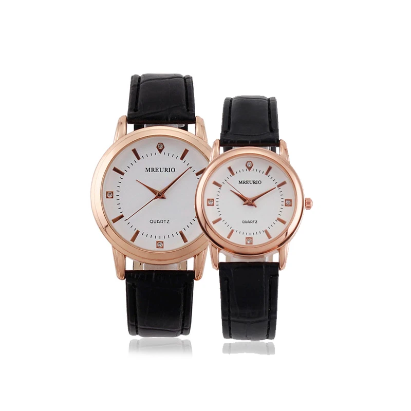 Black Leather Couple Watch