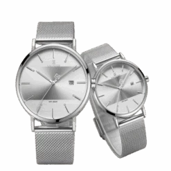 Grey Quartz Couple Watch