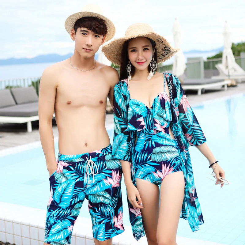 Blue Couples Matching Swimwear