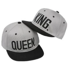 Gray King And Queen Baseball Caps