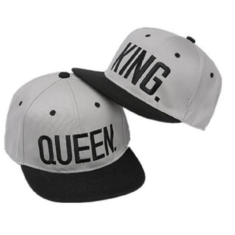 Gray King And Queen Baseball Caps