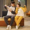 Cute Matching Fleece Pajamas For Couples