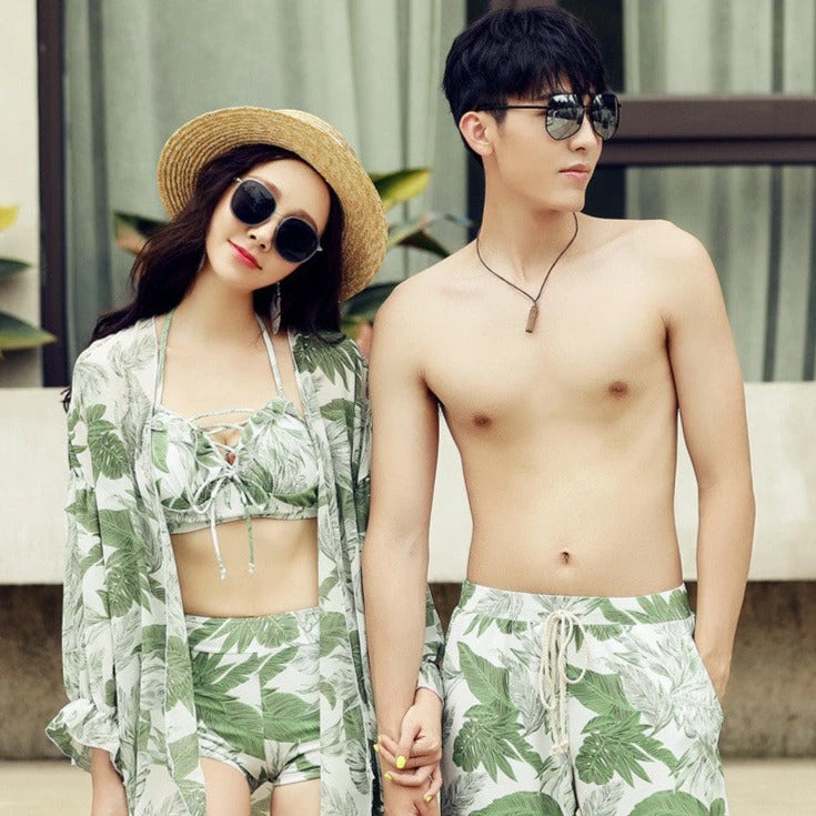 Green Matching Couples Swimwear