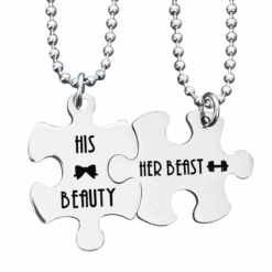 Her Beast His Beauty Puzzle Necklace