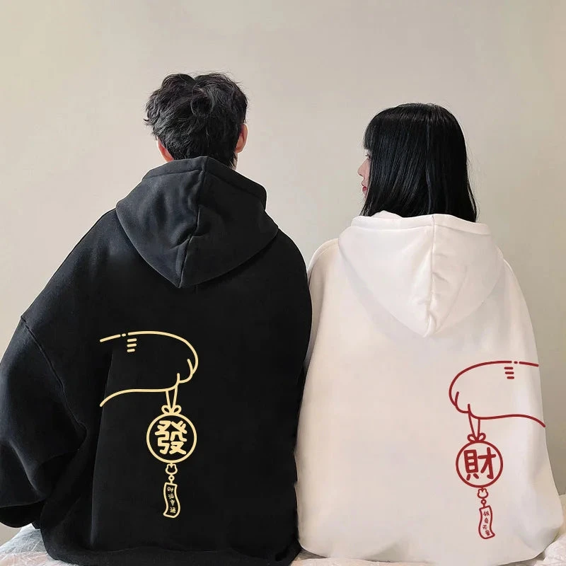 Lucky Cat Cute Matching Couple Hoodies - Image 3