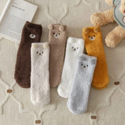Plush Bear Couple Socks