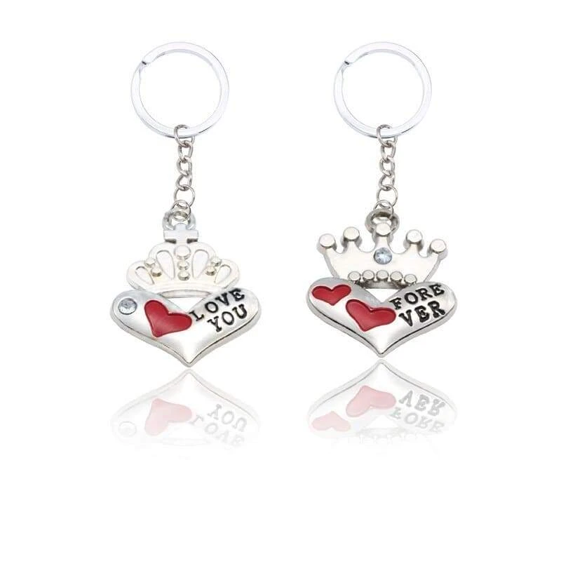 Crown Heart Couple Keychain