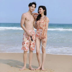 Printed Matching Swim Suits For Couples