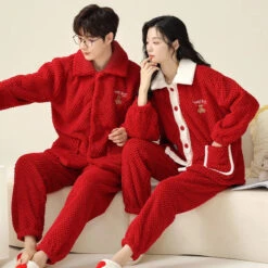 Red Matching Christmas Pajamas For Couples