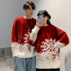 Snowflake Christmas Sweater For Couples