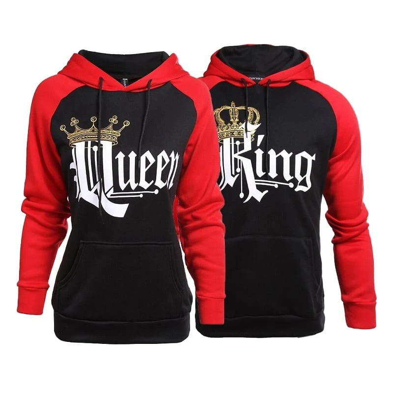 King And Queen Hoodies Red