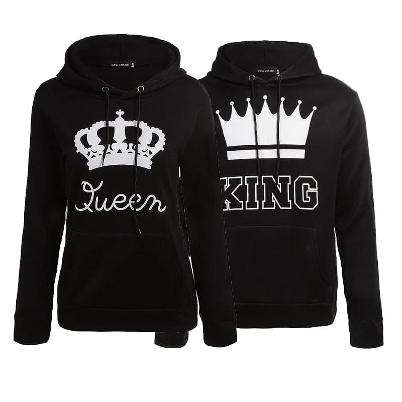 King And Queen Matching Hoodies Crown