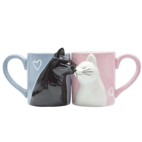 Kiss Cat Coffee Couple Mug Set