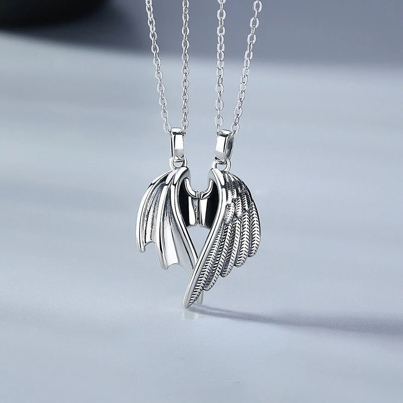 Stainless Steel Necklace For Couple Devil Wings - Image 4