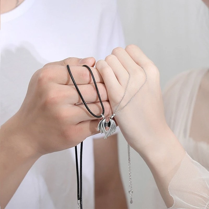 Stainless Steel Necklace For Couple Devil Wings - Image 2