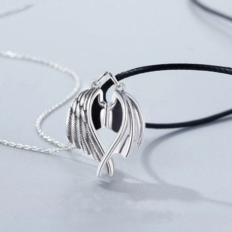 Stainless Steel Necklace For Couple Devil Wings - Image 3