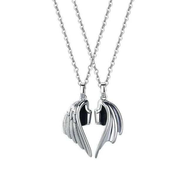 Stainless Steel Necklace For Couple Devil Wings