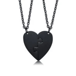 Black Heart Love Necklaces For Couples