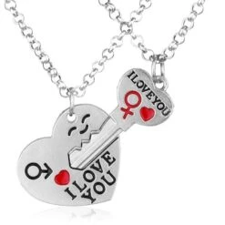 I Love You Heart And Key Necklace