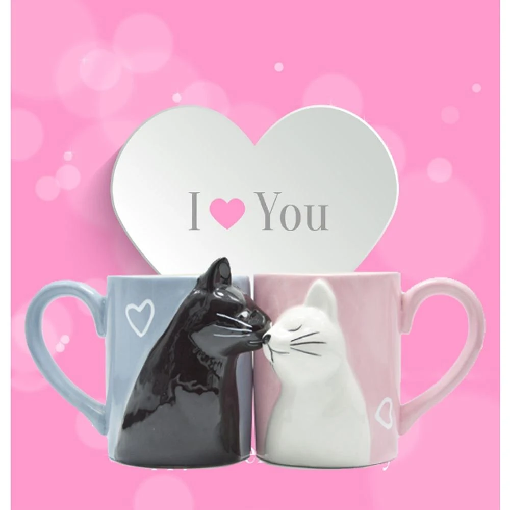 Kiss Cat Coffee Couple Mug Set - Image 2