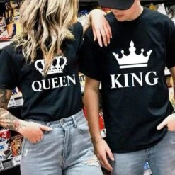 Black King And Queen Couple T Shirts