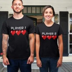 Funny Couple Shirts Player 1 And Player 2