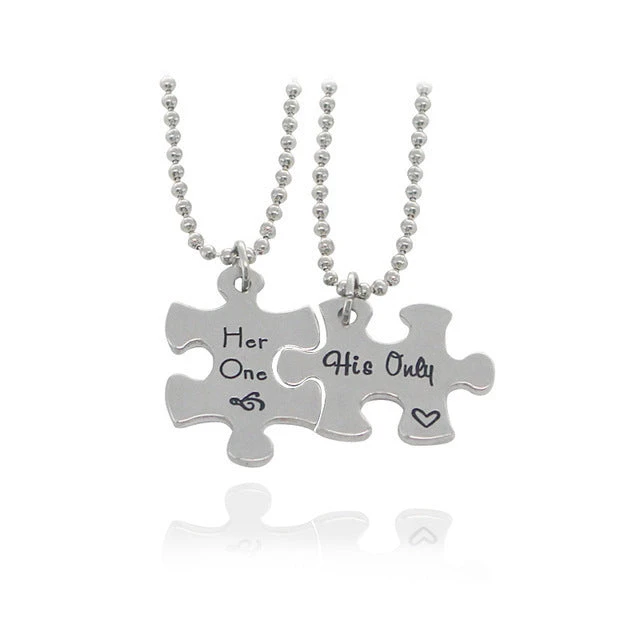 His And Hers Puzzle Piece Necklace