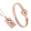 Pink Lock And Key Necklace Bracelet