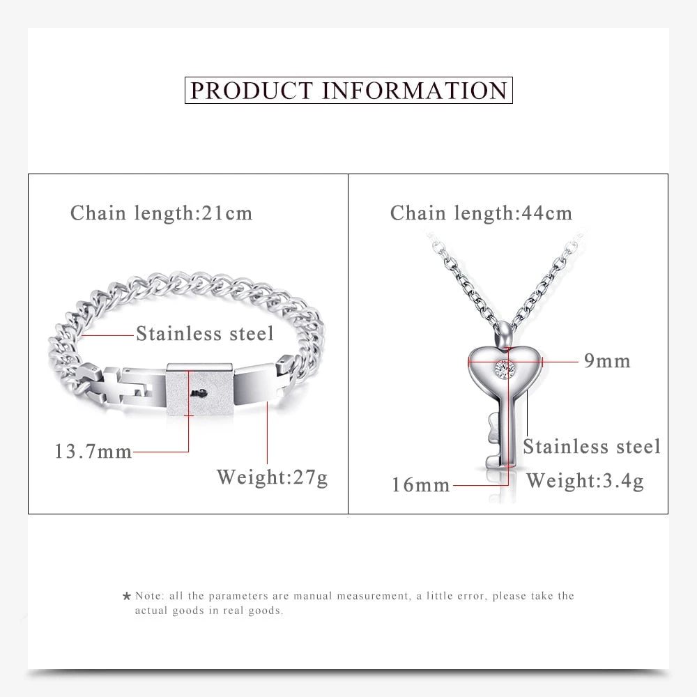 Heart Lock Bracelet & Key Necklace Set - Image 11