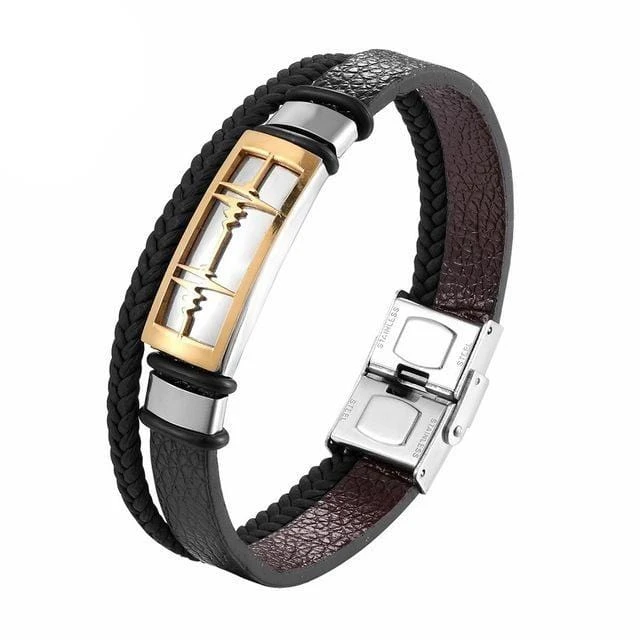 Black Couple Leather Bracelet - Image 3