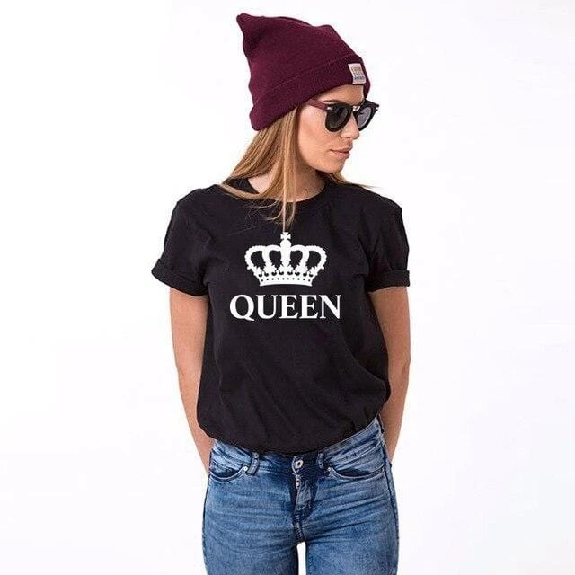 Black King And Queen Couple T Shirts - Image 2