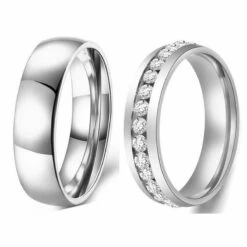 925 Silver Pair Diamond Rings For Couple