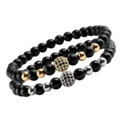 Black And White Bead Couple Bracelet