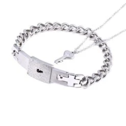 Lock And Key Bracelet And Necklace For Couples