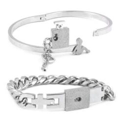 Matching Couple Key And Lock Bracelets Set