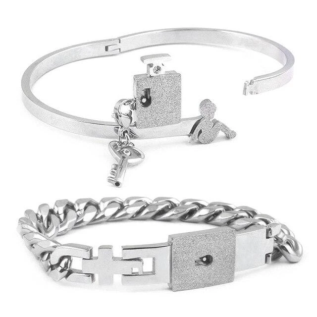 Matching Couple Key And Lock Bracelets Set
