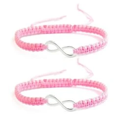 Pink Matching Infinity Bracelets For Couples
