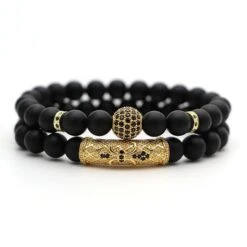 Matching Bracelets For Couples Gold Black