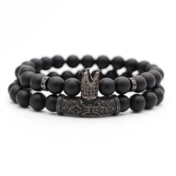 Matching Bracelets For Couples Black Crown