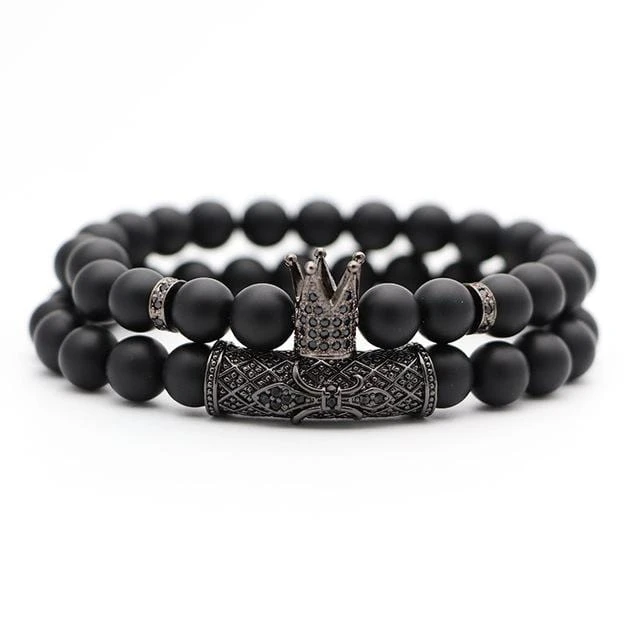 Matching Bracelets For Couples Black Crown
