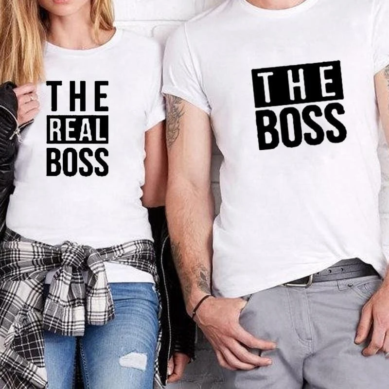 Matching Couple Shirts His And Her The Real Boss