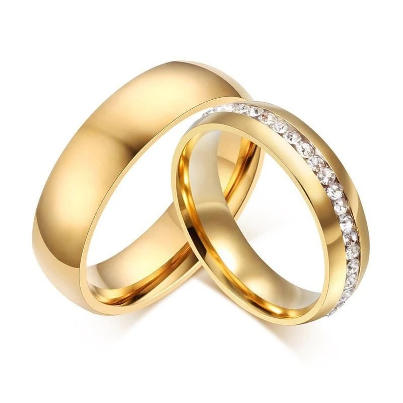 Engagement Couple Wedding Ring Set Gold