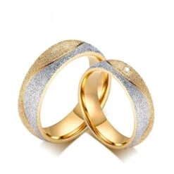 Gold Silver Couple Engagement Rings