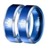 Blue Queen And King Rings For Couple