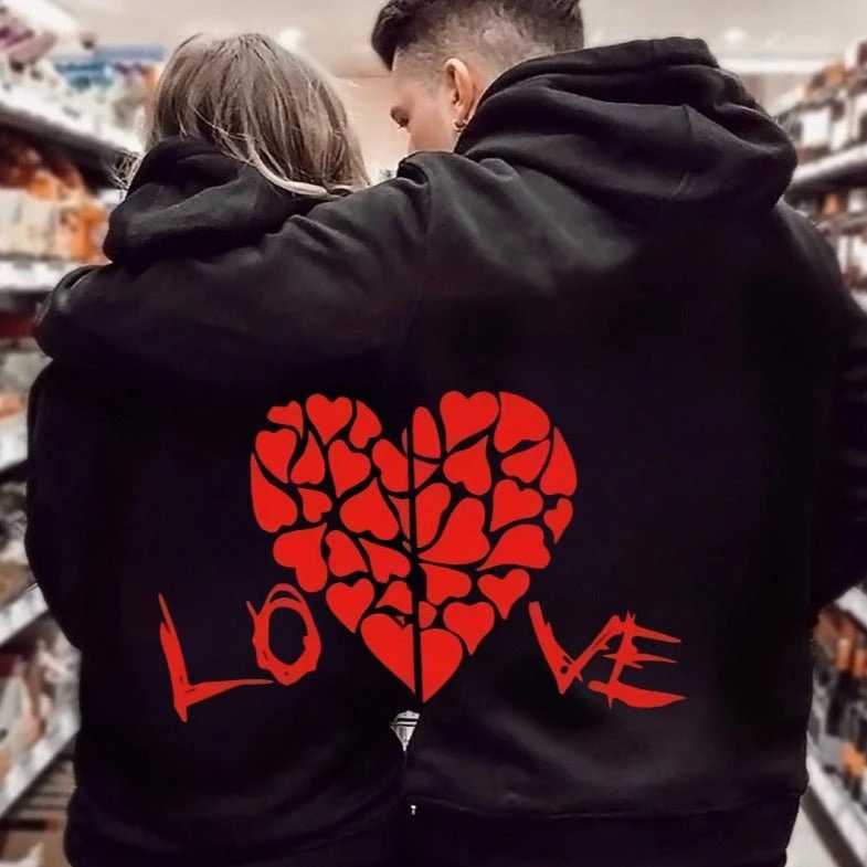 Matching Couple Hoodies Heart - Image 2