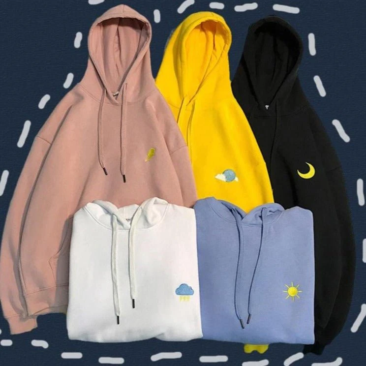 Cute Couple Hoodies Sun Moon - Image 5