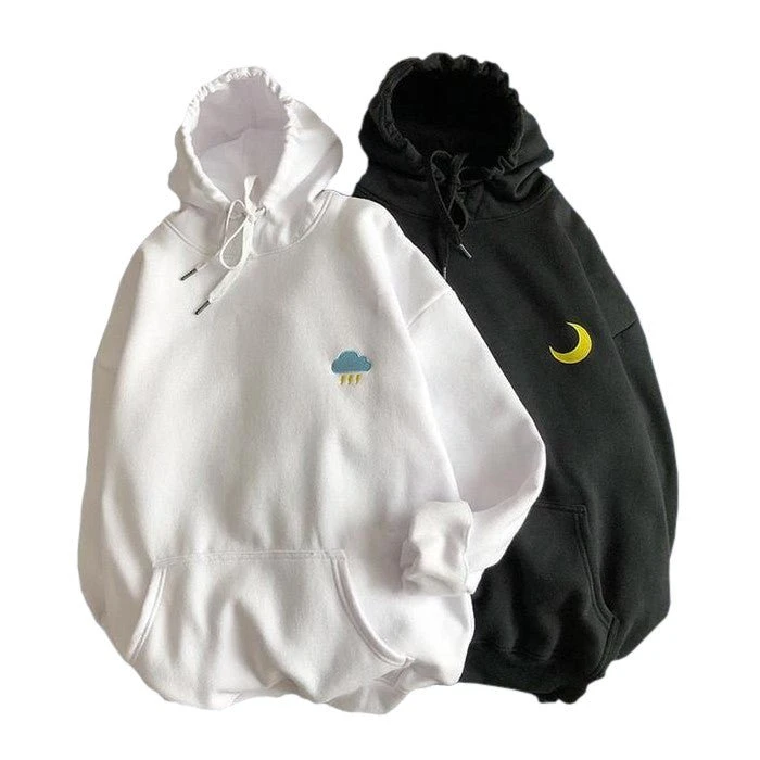 Cute Couple Hoodies Sun Moon